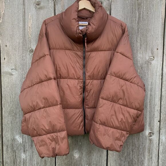 OLD NAVY Jacket Womens XL Brown Puffer Cropped Water Resistant Short Maple Quilt - Picture 4 of 15